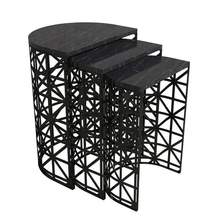 Hanah Home Juego de mesas nido Stil - Black Marble en Negro